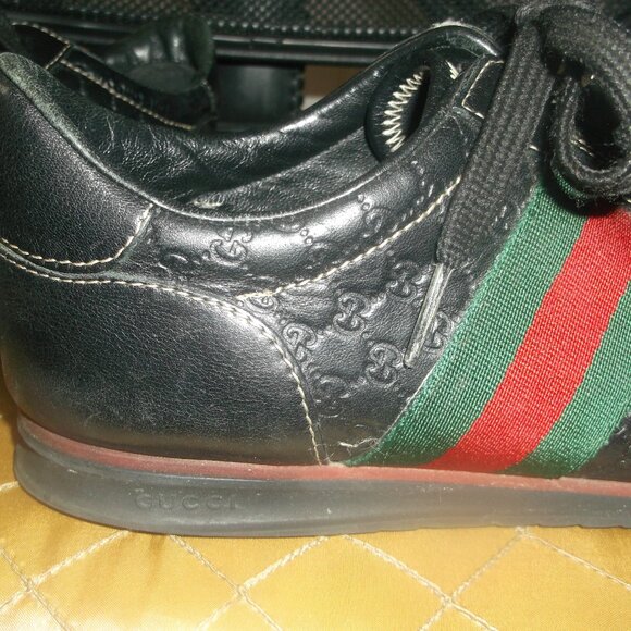 Gucci Micro GG's Black Leather Sneakers Vintage Size 37 or US 7 - Picture 8 of 16
